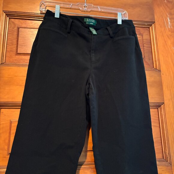 RALPH LAUREN FLAT FRONT Black COTTON TROUSERS - Picture 3 of 4